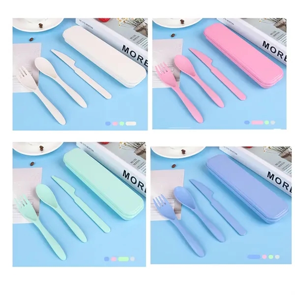 Wheat Straw Cutlery Knife Fork Spoon Portable Tableware Set - Wheat Straw Cutlery Knife Fork Spoon Portable Tableware Set - Image 2 of 3
