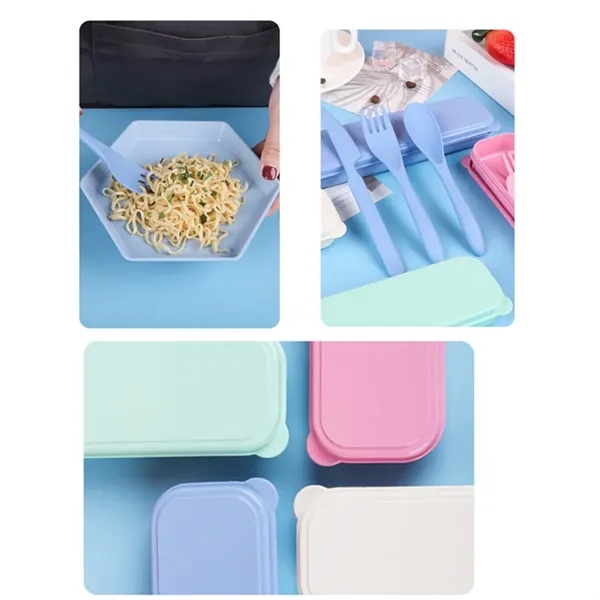 Wheat Straw Cutlery Knife Fork Spoon Portable Tableware Set - Wheat Straw Cutlery Knife Fork Spoon Portable Tableware Set - Image 3 of 3