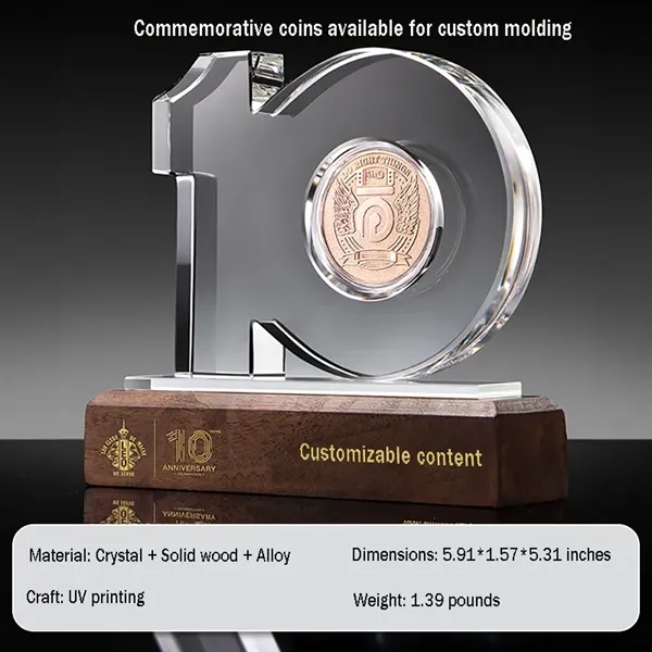 Crystal Anniversary Award Trophy with Wooden Base - Crystal Anniversary Award Trophy with Wooden Base - Image 1 of 13