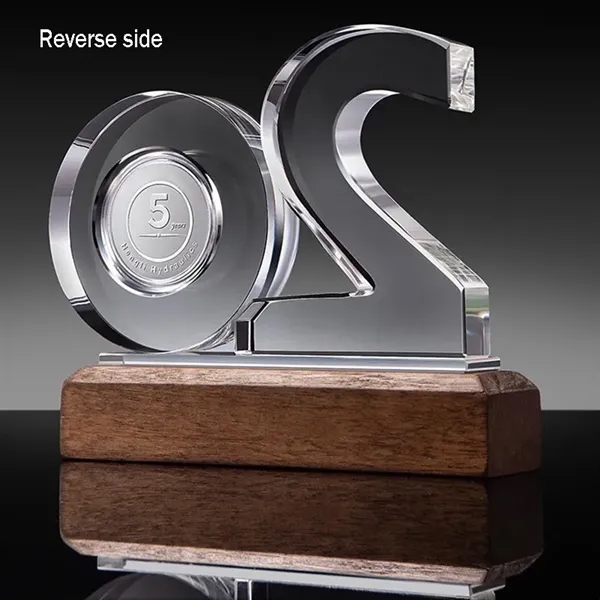 Crystal Anniversary Award Trophy with Wooden Base - Crystal Anniversary Award Trophy with Wooden Base - Image 9 of 13