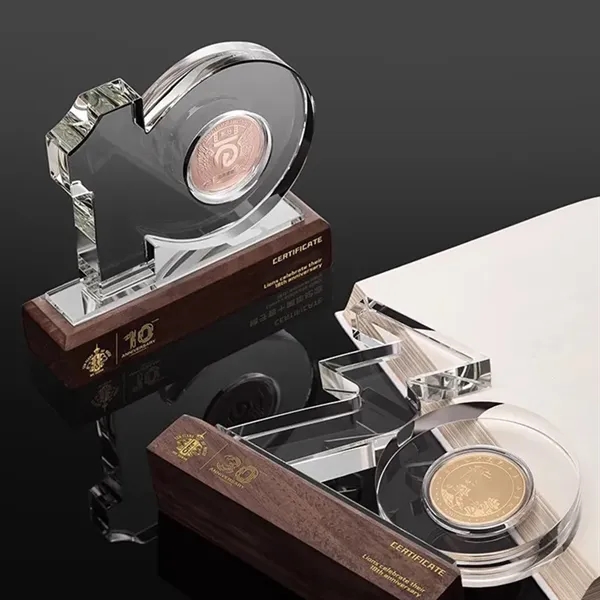 Crystal Anniversary Award Trophy with Wooden Base - Crystal Anniversary Award Trophy with Wooden Base - Image 11 of 13