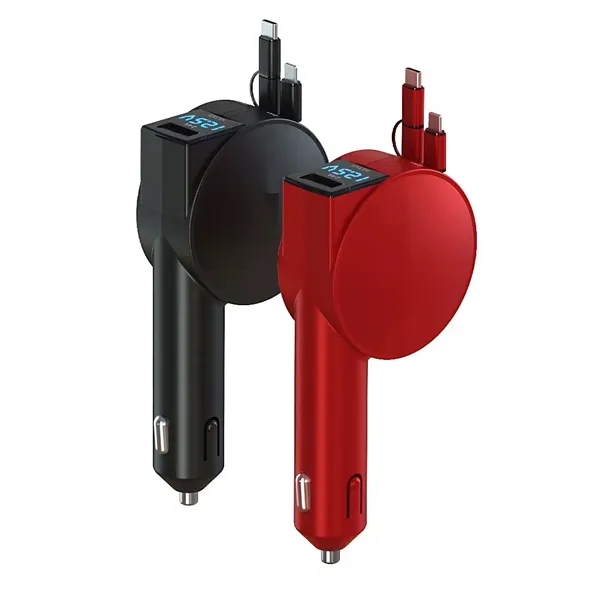 60W Retractable Car Phone Charger with Cables Fast Charging - 60W Retractable Car Phone Charger with Cables Fast Charging - Image 2 of 4