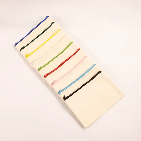 Eco Canvas Cotton Utility Pouch Cosmetic Storage Zipper Bag - Eco Canvas Cotton Utility Pouch Cosmetic Storage Zipper Bag - Image 2 of 3