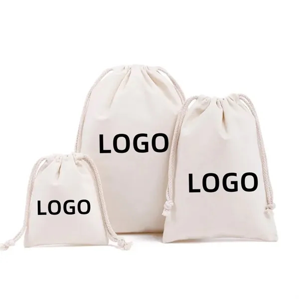 Custom Eco Cotton Pen Cosmetic Storage Food Drawstring Bag - Custom Eco Cotton Pen Cosmetic Storage Food Drawstring Bag - Image 0 of 3