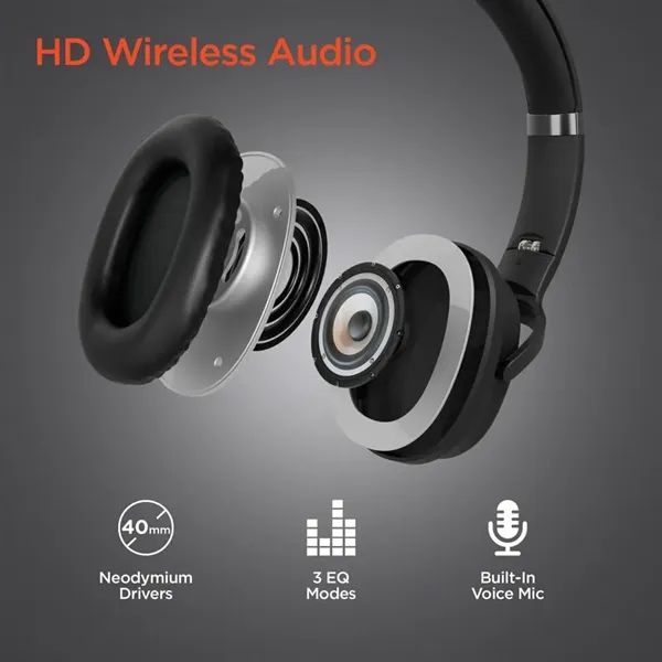 HyperGear Flip 2-in-1 Wireless Headphones + Speaker - Black - HyperGear Flip 2-in-1 Wireless Headphones + Speaker - Black - Image 4 of 9