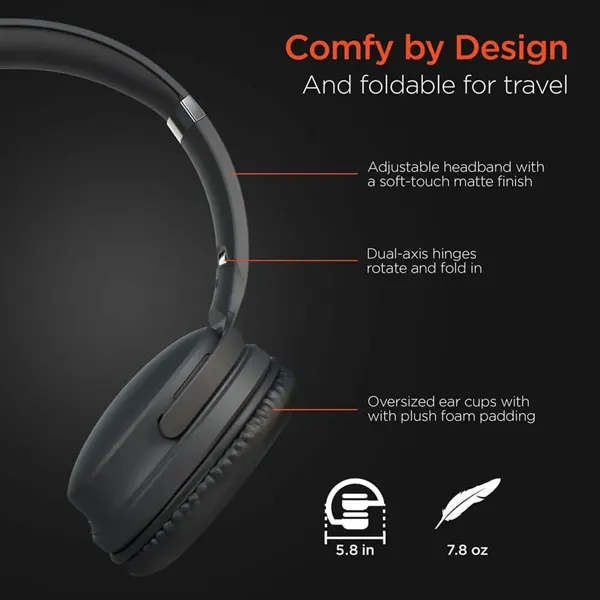 HyperGear Flip 2-in-1 Wireless Headphones + Speaker - Black - HyperGear Flip 2-in-1 Wireless Headphones + Speaker - Black - Image 6 of 9