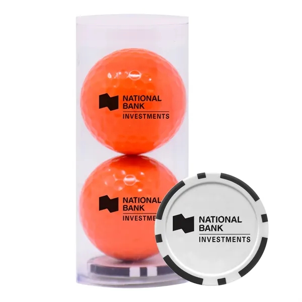 2 Golf Balls & Poker Chip in Tube - 2 Golf Balls & Poker Chip in Tube - Image 0 of 1