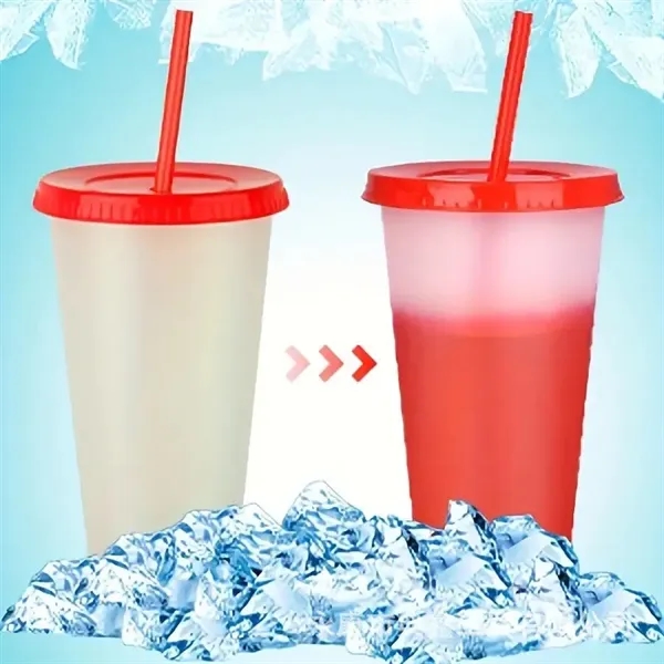 24oz Reusable Color-Changing Cold Drinks Cup w/Lid & Straw - 24oz Reusable Color-Changing Cold Drinks Cup w/Lid & Straw - Image 2 of 3