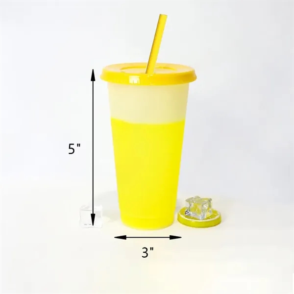 24oz Reusable Color-Changing Cold Drinks Cup w/Lid & Straw - 24oz Reusable Color-Changing Cold Drinks Cup w/Lid & Straw - Image 3 of 3