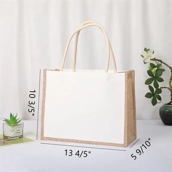 Custom Eco-Friendly Natural Jute Shopping Tote Bag 14"x10" - Custom Eco-Friendly Natural Jute Shopping Tote Bag 14"x10" - Image 3 of 3