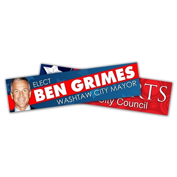 Political Campaign Bumper Sticker - UV-Coated Vinyl (10.5x2. - Political Campaign Bumper Sticker - UV-Coated Vinyl (10.5x2. - Image 0 of 0