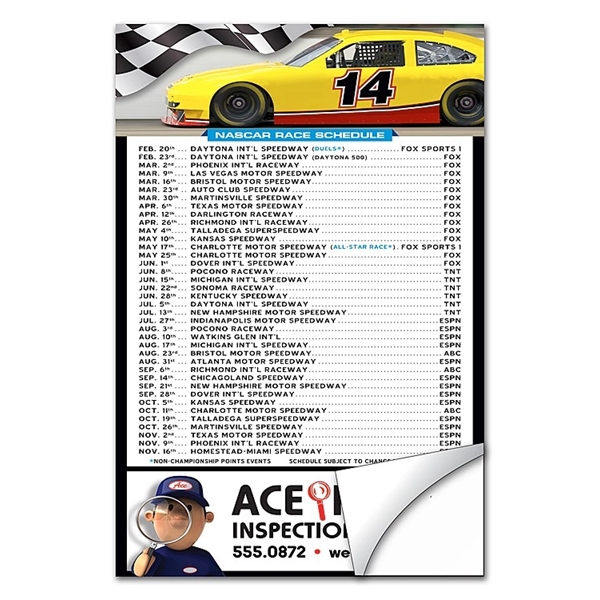 NASCAR Schedule Sticker / Decal - UV-Coated Vinyl - 4x6 Rect - NASCAR Schedule Sticker / Decal - UV-Coated Vinyl - 4x6 Rect - Image 0 of 0