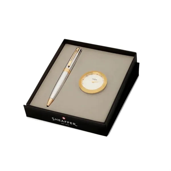 SHEAFFER® Gift Set Chrome 300 Ballpoint Pen w/ Table Clock - SHEAFFER® Gift Set Chrome 300 Ballpoint Pen w/ Table Clock - Image 5 of 8
