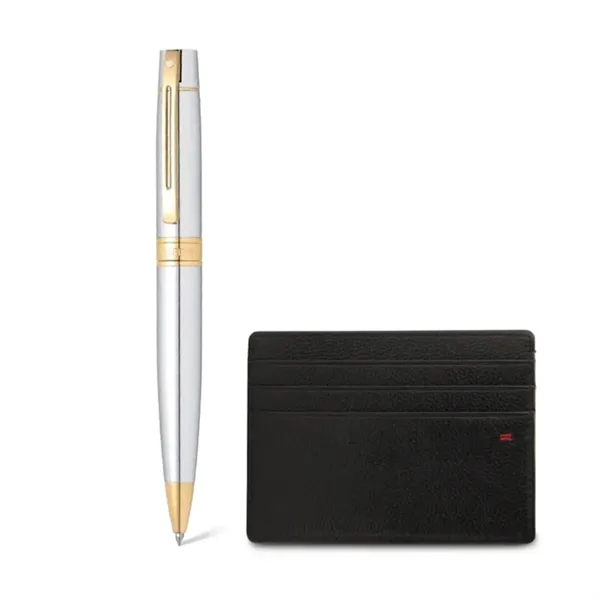 SHEAFFER® Gift Set Chrome 300 Ballpoint Pen w/ Card Holder - SHEAFFER® Gift Set Chrome 300 Ballpoint Pen w/ Card Holder - Image 1 of 7