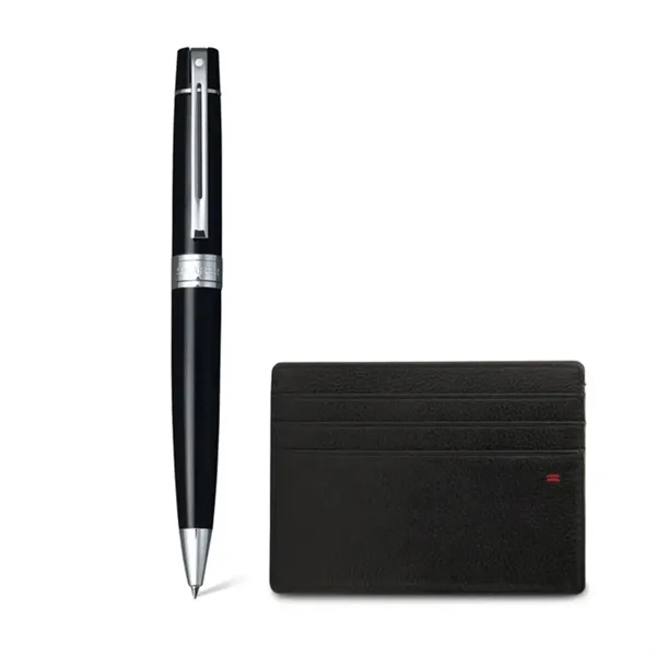 SHEAFFER® Gift Set Black 300 Ballpoint Pen w/ Card Holder - SHEAFFER® Gift Set Black 300 Ballpoint Pen w/ Card Holder - Image 1 of 9