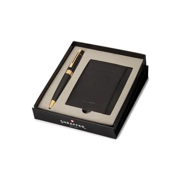SHEAFFER® Gift Set Gold 300 Ballpoint Pen w/ Card Holder - SHEAFFER® Gift Set Gold 300 Ballpoint Pen w/ Card Holder - Image 8 of 9