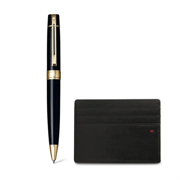 SHEAFFER® Gift Set Gold 300 Ballpoint Pen w/ Card Holder - SHEAFFER® Gift Set Gold 300 Ballpoint Pen w/ Card Holder - Image 1 of 9