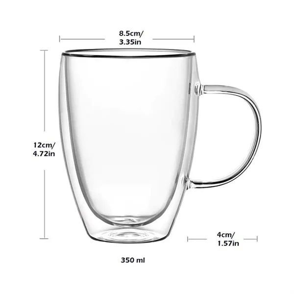 12 oz Clear Coffee Mugs Double Wall Glass Cups with Handle - 12 oz Clear Coffee Mugs Double Wall Glass Cups with Handle - Image 1 of 5