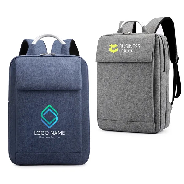 Metal Handle Dual-Compartment Business Laptop Backpack - Metal Handle Dual-Compartment Business Laptop Backpack - Image 0 of 8