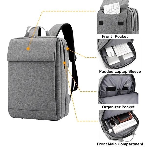 Metal Handle Dual-Compartment Business Laptop Backpack - Metal Handle Dual-Compartment Business Laptop Backpack - Image 1 of 8