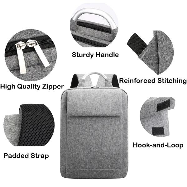 Metal Handle Dual-Compartment Business Laptop Backpack - Metal Handle Dual-Compartment Business Laptop Backpack - Image 3 of 8