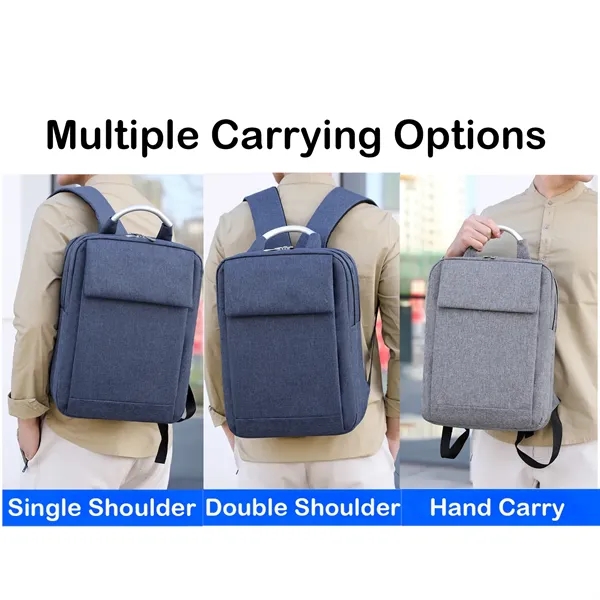 Metal Handle Dual-Compartment Business Laptop Backpack - Metal Handle Dual-Compartment Business Laptop Backpack - Image 4 of 8