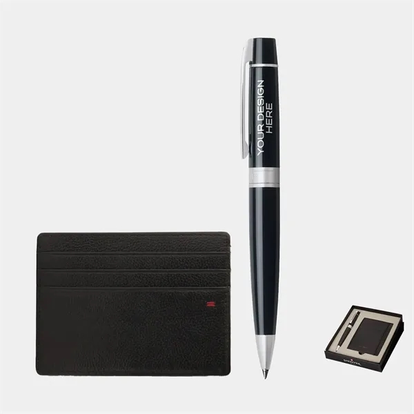 SHEAFFER® Gift Set Black 300 Ballpoint Pen w/ Card Holder - SHEAFFER® Gift Set Black 300 Ballpoint Pen w/ Card Holder - Image 0 of 9