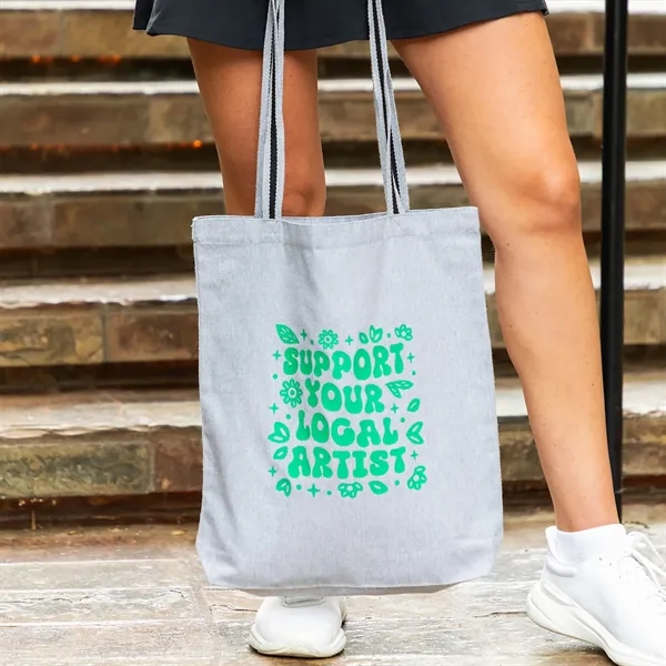 Deluxe Canvas Tote Bag with Striped Handles - Deluxe Canvas Tote Bag with Striped Handles - Image 0 of 4