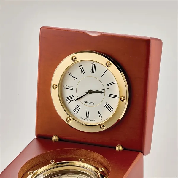 CEDAR CREEK® MAHOGANY DESK CLOCK & COMPASS - CEDAR CREEK® MAHOGANY DESK CLOCK & COMPASS - Image 2 of 4