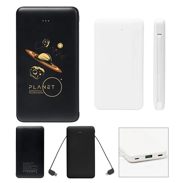 10,000 mAh Power Bank With Integrated Cables - 10,000 mAh Power Bank With Integrated Cables - Image 1 of 4