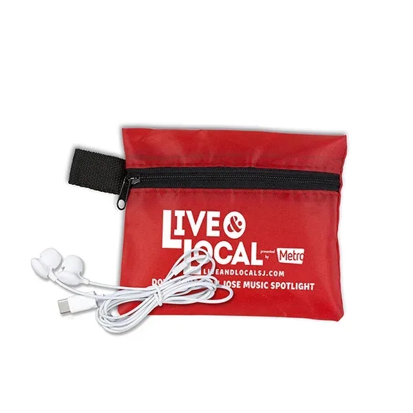 Custom ZipTune Mobile Tech Earbud Kit in Zipper Pouch