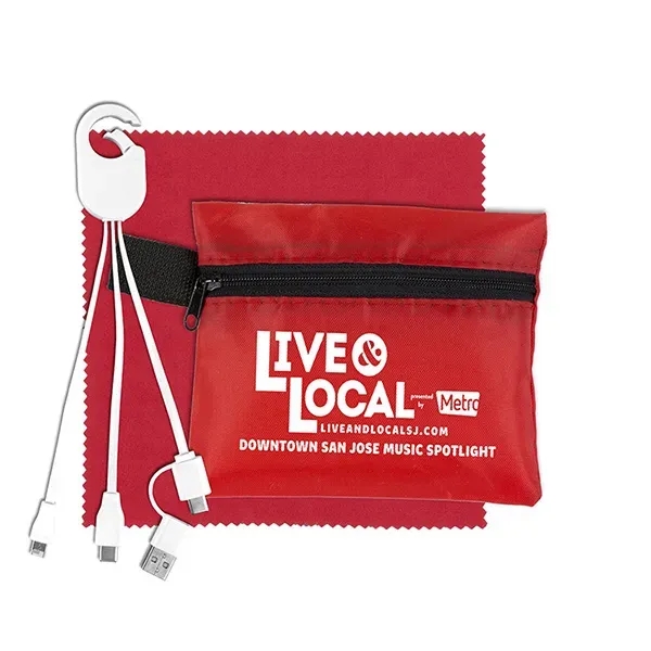 Custom ReCharge Zip Mobile Tech Charging Cables in Zipper Pouch