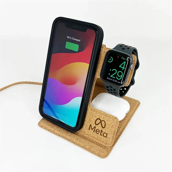 Cork Qi - Eco 3-in-1 Sustainably Made Wireless Charger - Cork Qi - Eco 3-in-1 Sustainably Made Wireless Charger - Image 1 of 5
