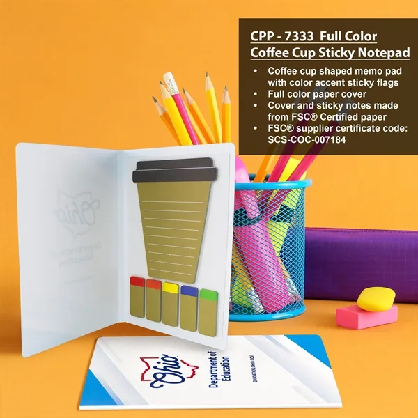 Full Color Coffee Cup Sticky Notepad - Full Color Coffee Cup Sticky Notepad - Image 6 of 7