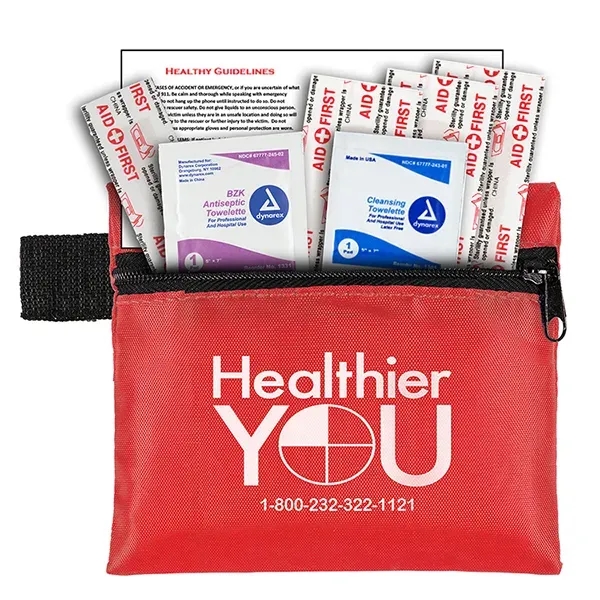 Custom TAG-A-LONG 7 Piece First Aid Kit in Zipper Pouch