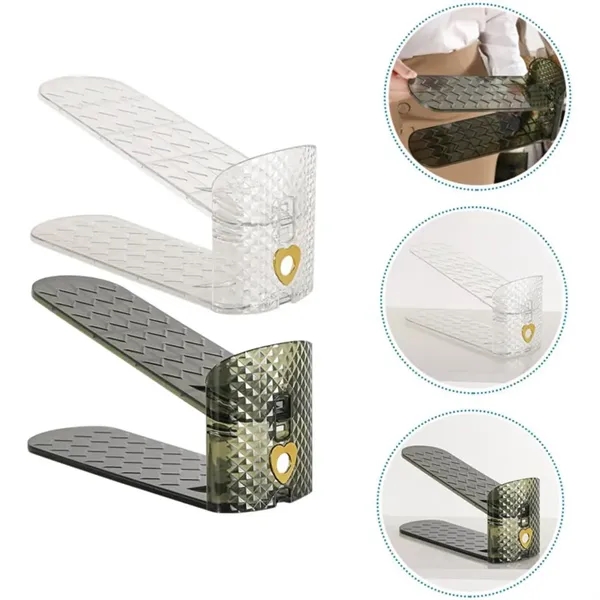 Double Tier Shoe Rack Adjustable Height Slot Organizer - Double Tier Shoe Rack Adjustable Height Slot Organizer - Image 3 of 4