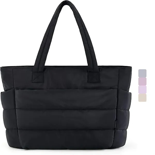 Lightweight Puffy Tote Bag With Compartments - Lightweight Puffy Tote Bag With Compartments - Image 0 of 4