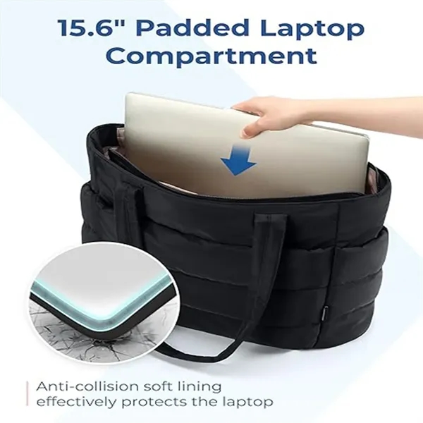 Lightweight Puffy Tote Bag With Compartments - Lightweight Puffy Tote Bag With Compartments - Image 2 of 4