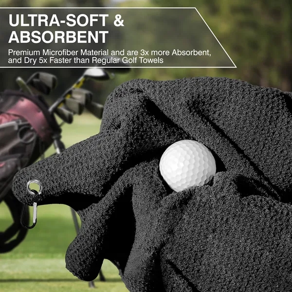 Waffle Pattern Golf Towel with Carabiner Clip (390 GSM) - Waffle Pattern Golf Towel with Carabiner Clip (390 GSM) - Image 5 of 5