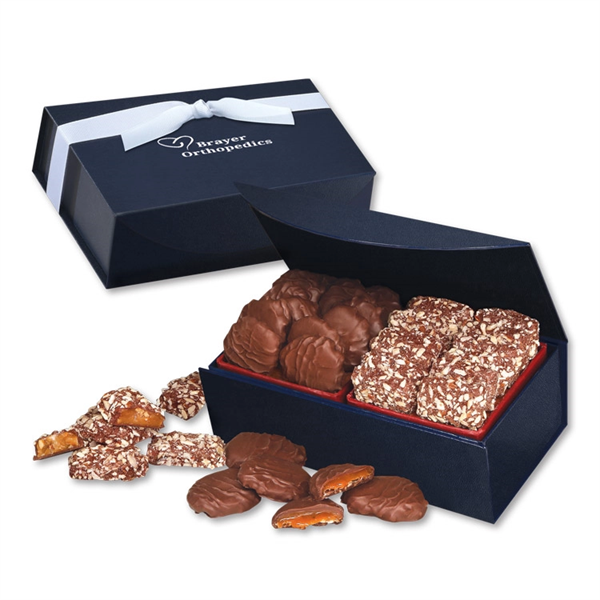 Toffee & Pecan Clusters in Navy Magnetic Closure Gift Box - Toffee & Pecan Clusters in Navy Magnetic Closure Gift Box - Image 0 of 0