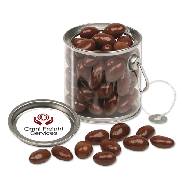 Clear Miniature Paint Bucket with Chocolate Covered Almonds