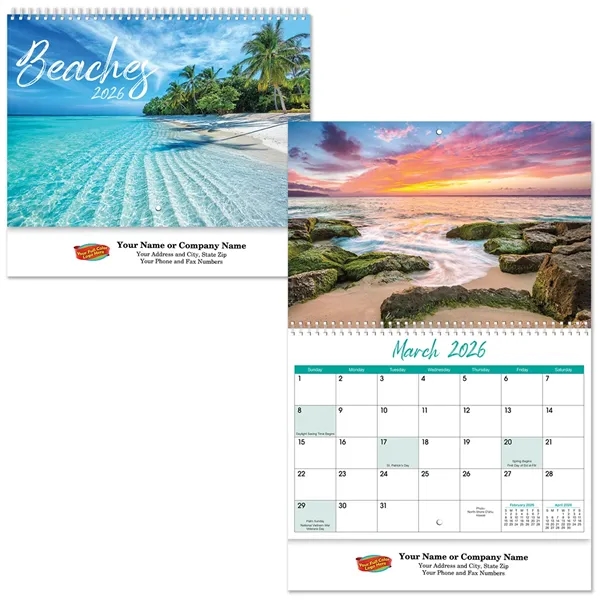Full Color Beaches Spiral Wall Calendar - Full Color Beaches Spiral Wall Calendar - Image 0 of 1