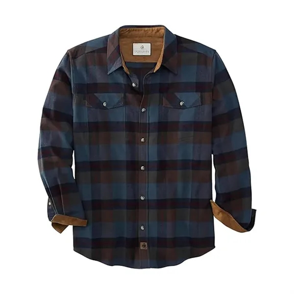 Brushed Plaid Shirt Long Sleeves Double Pockets - Brushed Plaid Shirt Long Sleeves Double Pockets - Image 3 of 23