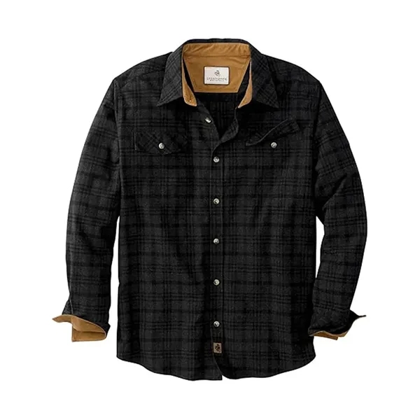 Brushed Plaid Shirt Long Sleeves Double Pockets - Brushed Plaid Shirt Long Sleeves Double Pockets - Image 9 of 23