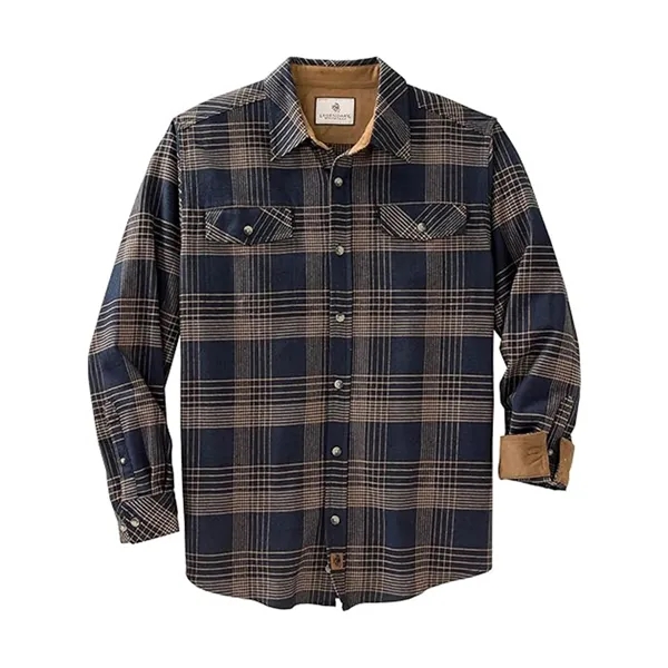 Brushed Plaid Shirt Long Sleeves Double Pockets - Brushed Plaid Shirt Long Sleeves Double Pockets - Image 15 of 23