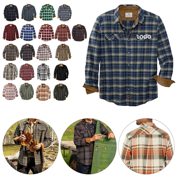 Brushed Plaid Shirt Long Sleeves Double Pockets - Brushed Plaid Shirt Long Sleeves Double Pockets - Image 1 of 23