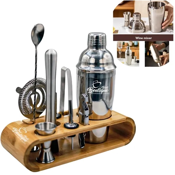 10 Piece Cocktail Shaker Set Bartender Kit Bar Tool Custom - 10 Piece Cocktail Shaker Set Bartender Kit Bar Tool Custom - Image 0 of 4