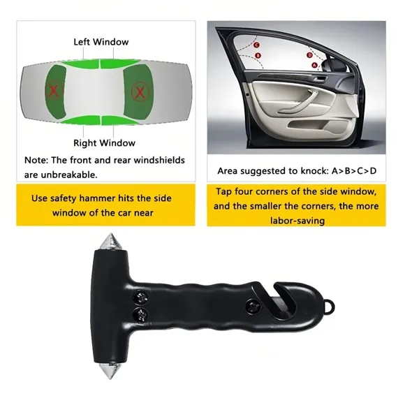 Emergency Hammer Car Window Glass Breaker Seat Belt Cutter - Emergency Hammer Car Window Glass Breaker Seat Belt Cutter - Image 3 of 4