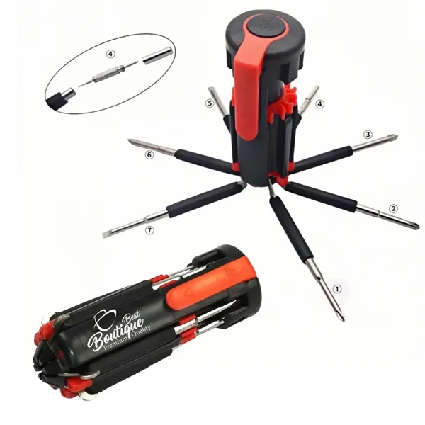 8-In-1 Screwdriver Set With LED Torch Multitool Flashlight - 8-In-1 Screwdriver Set With LED Torch Multitool Flashlight - Image 0 of 3