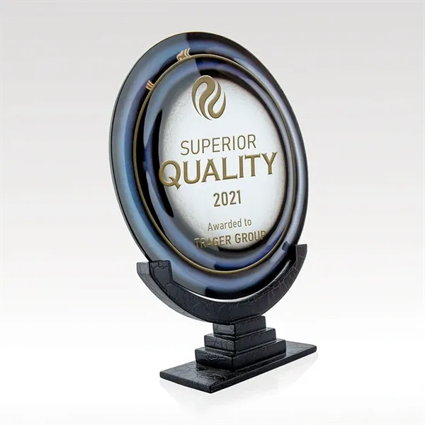 Blue ArtGlass Award with Black Cast Base